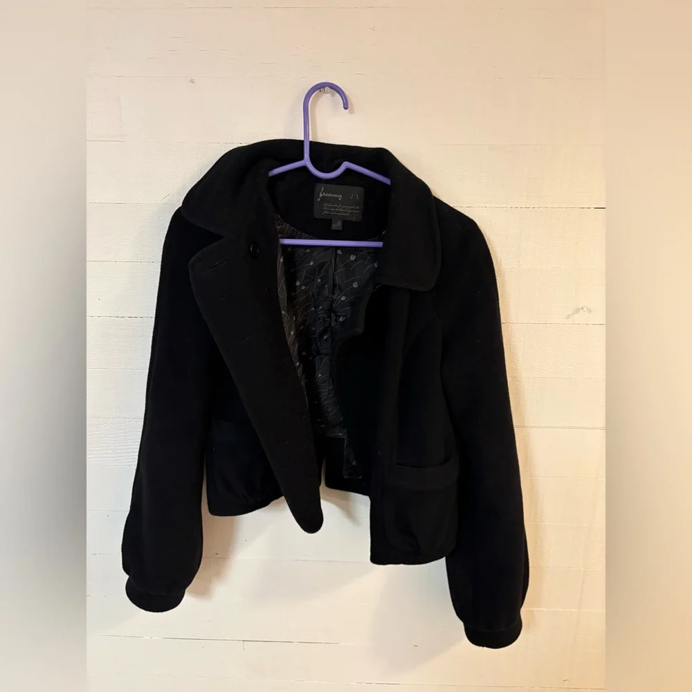 Stradivarius Cropped Black Jacket with Bow Back Size Medium - Picture 2 of 6